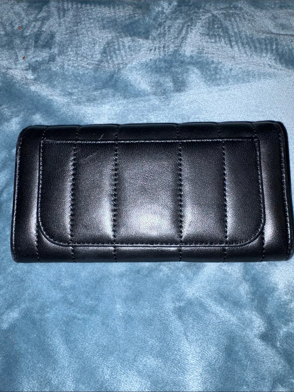 Tory Burch Black Quilted Kira tie lock envelope wallet
